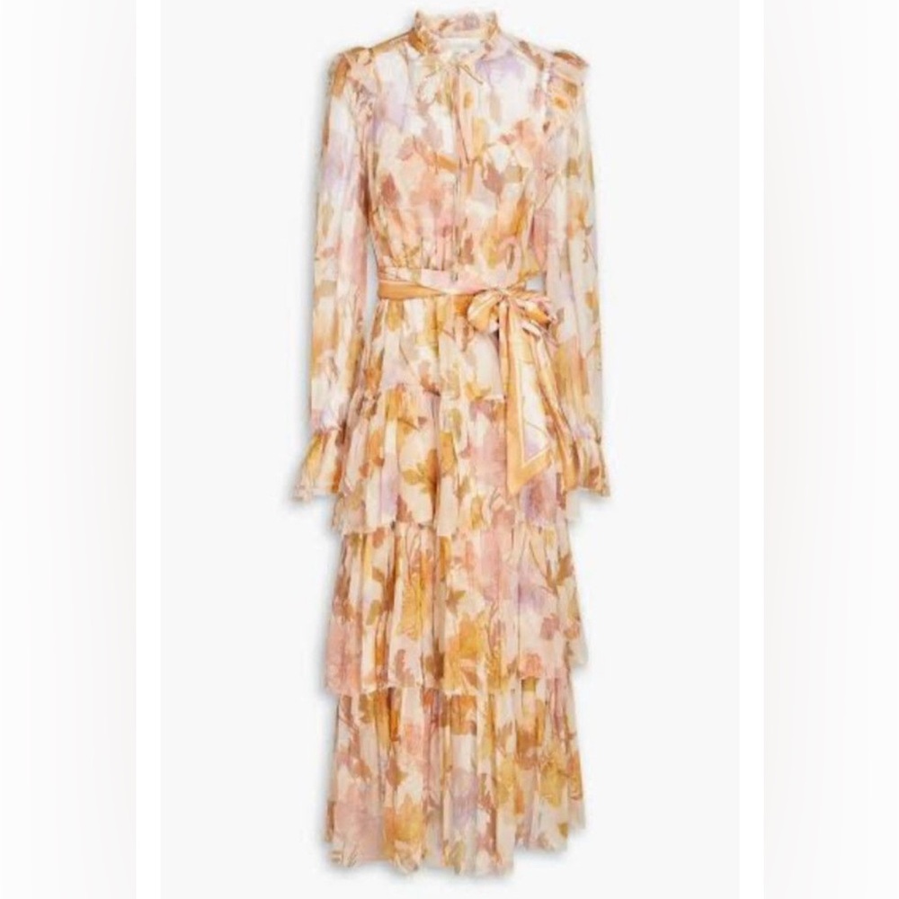 Zimmermann Tempo Tiered Frill Midi Dress Size AU 0/US 4